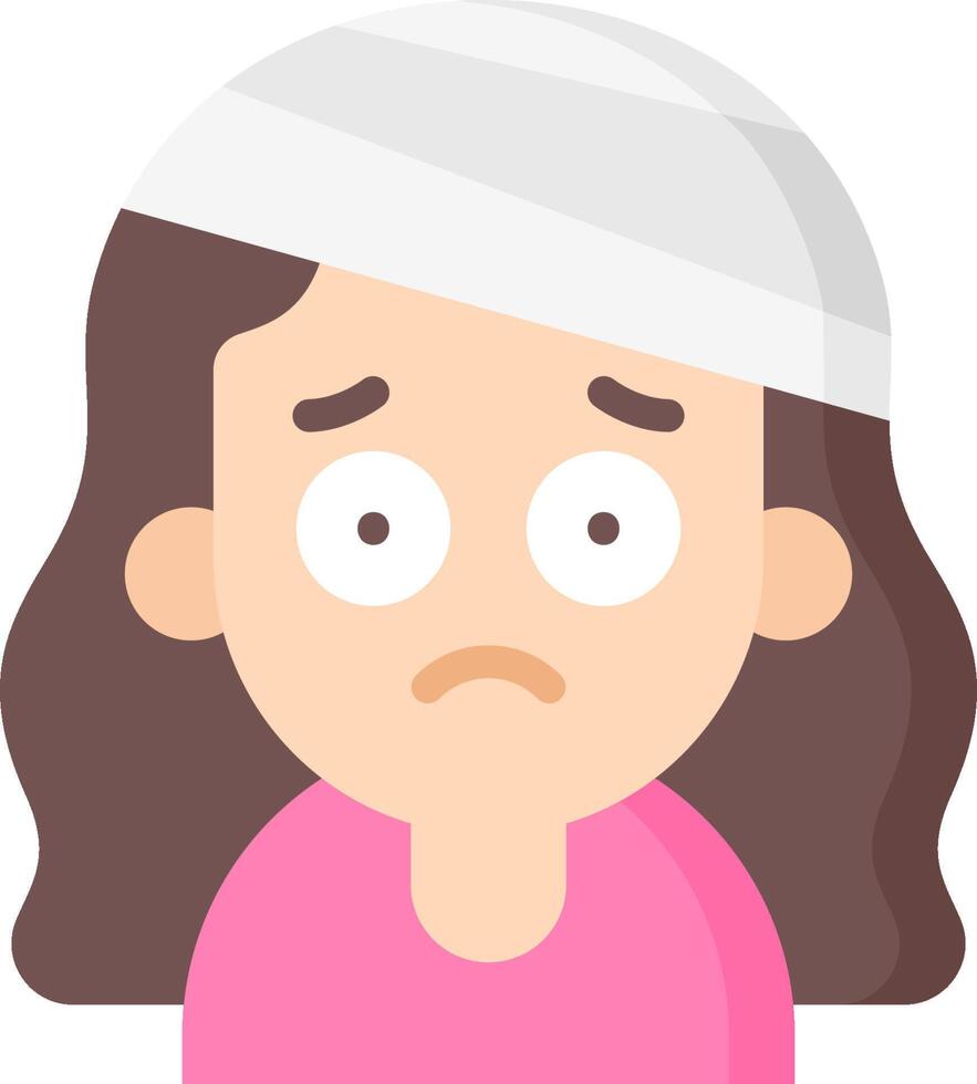A cartoon girl with a bandage on her head vector