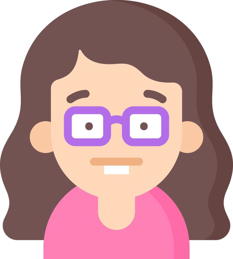 A cartoon woman with glasses and a pink shirt vector