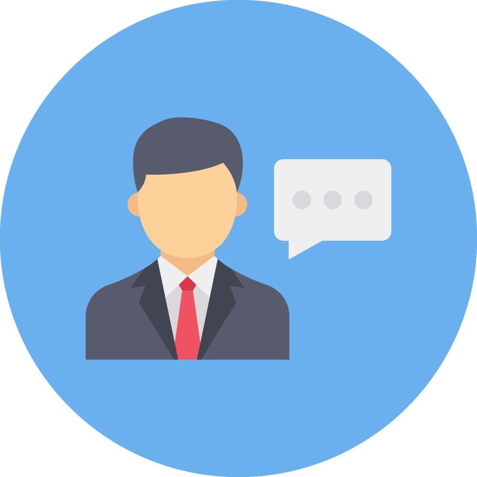 A man in a suit and tie is talking to a chat bubble vector