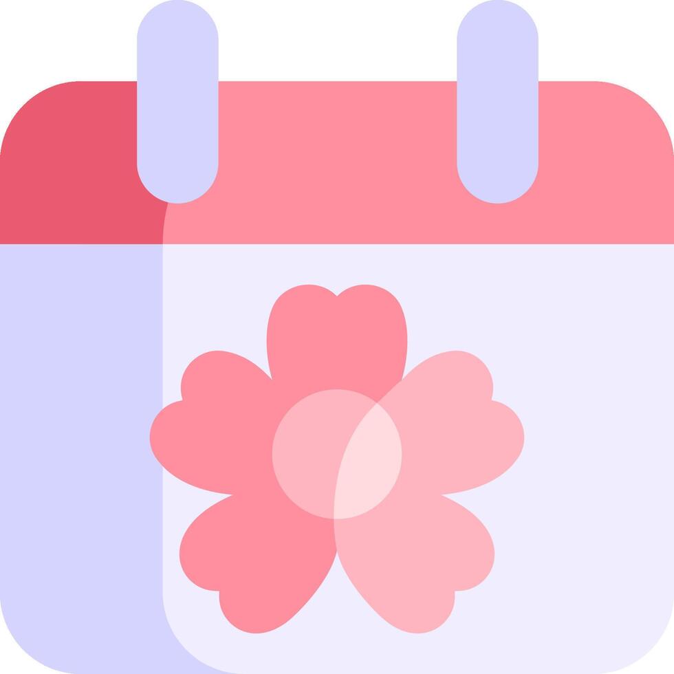 A pink calendar with a flower on it vector