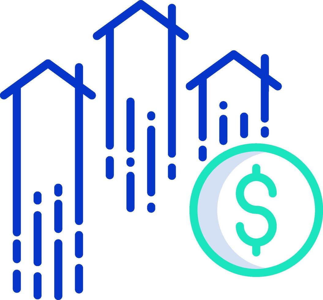 A dollar sign and a house with rain falling on it vector