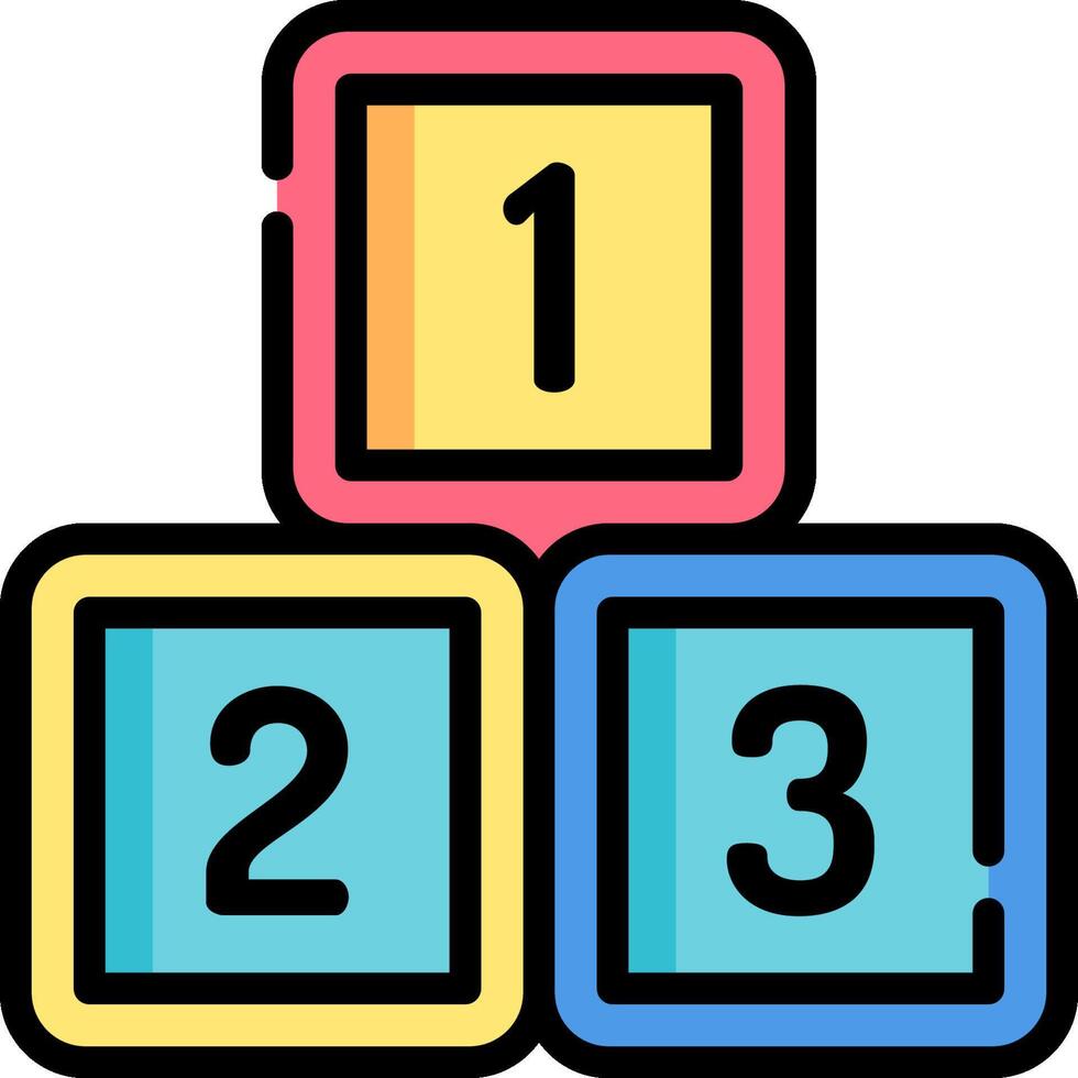 A colorful set of blocks with numbers on them vector