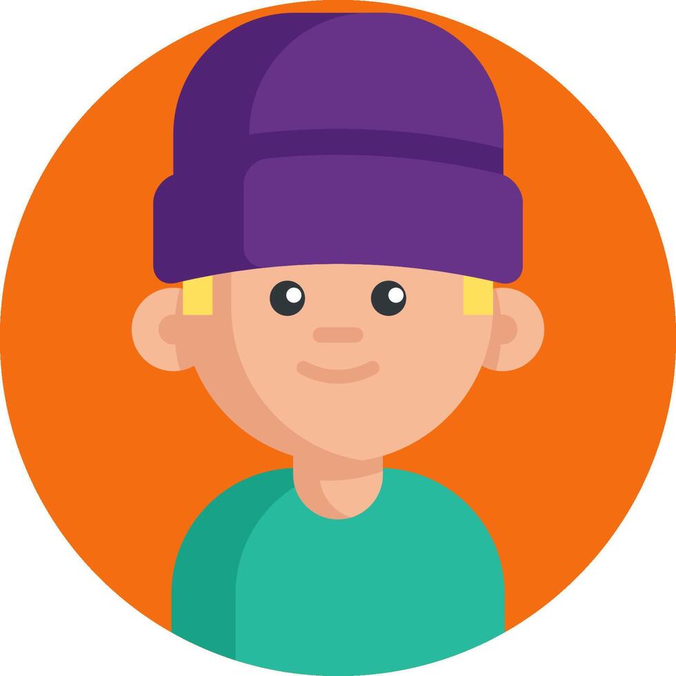 A cartoon boy wearing a purple hat vector