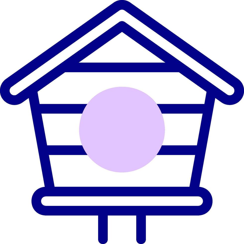 A birdhouse with a purple dot on top vector