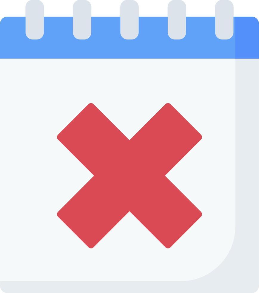A calendar with an x mark on it vector
