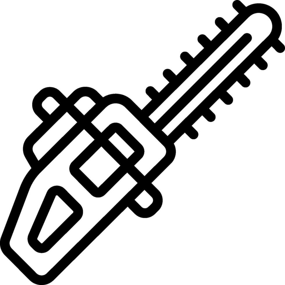 A black and white illustration of a chainsaw vector