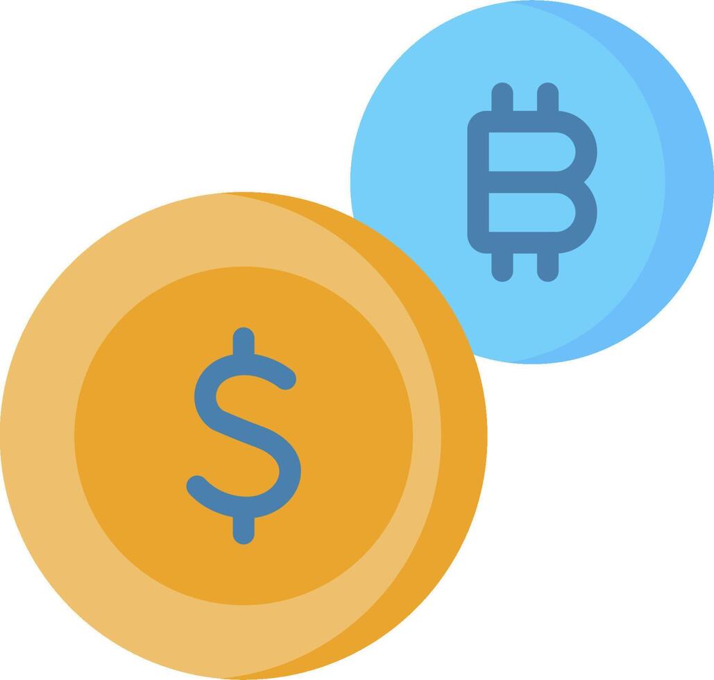 Two coins with a dollar sign on one and a bitcoin on the other vector