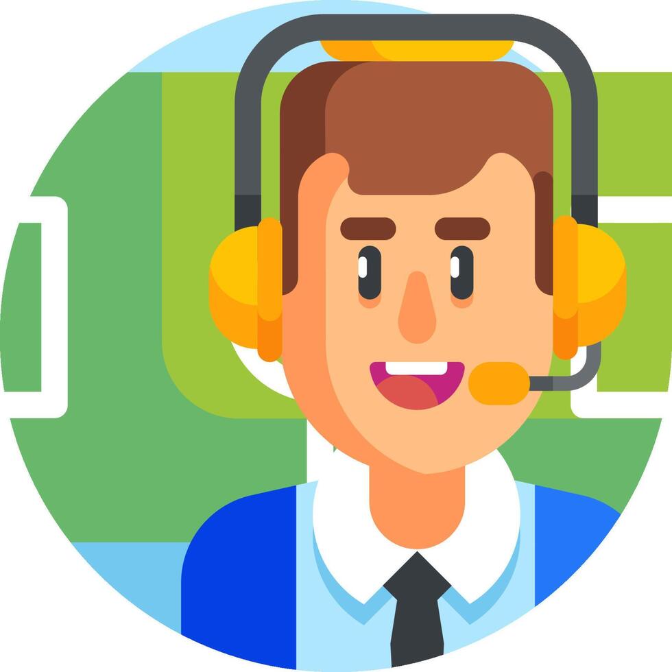 Call center agent with headset and headphones vector