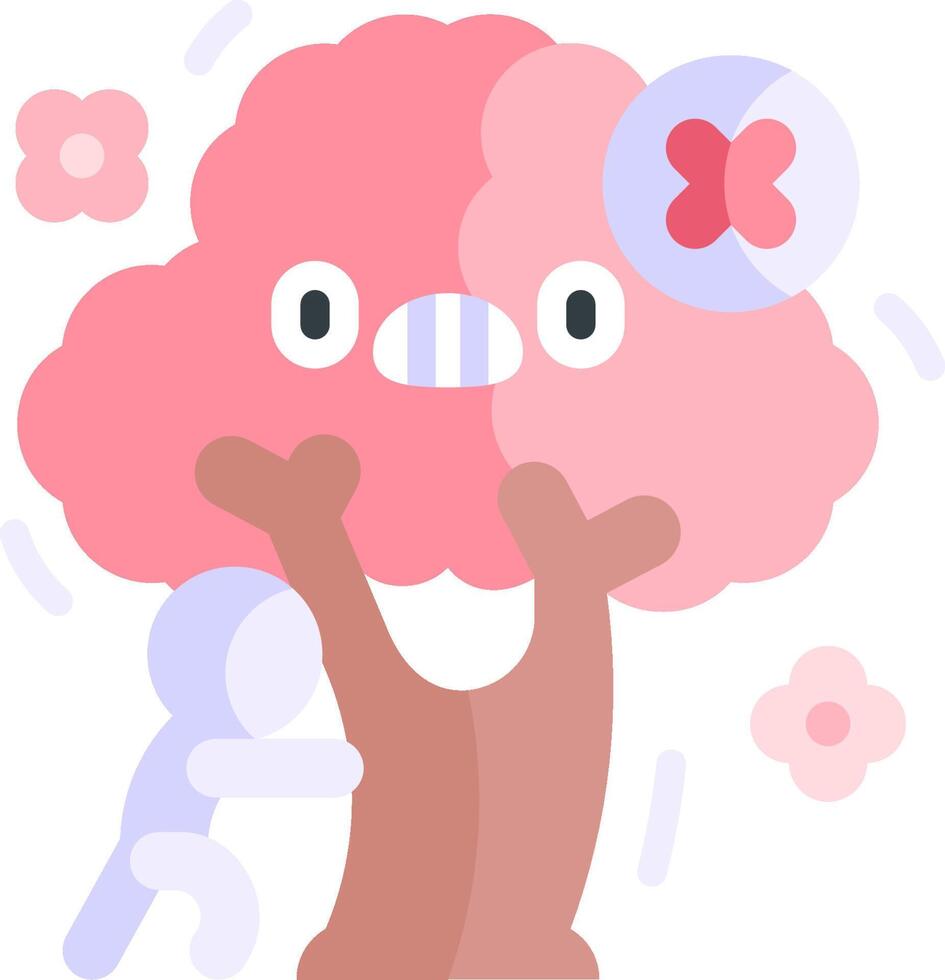 A pink tree with a pink person on it vector