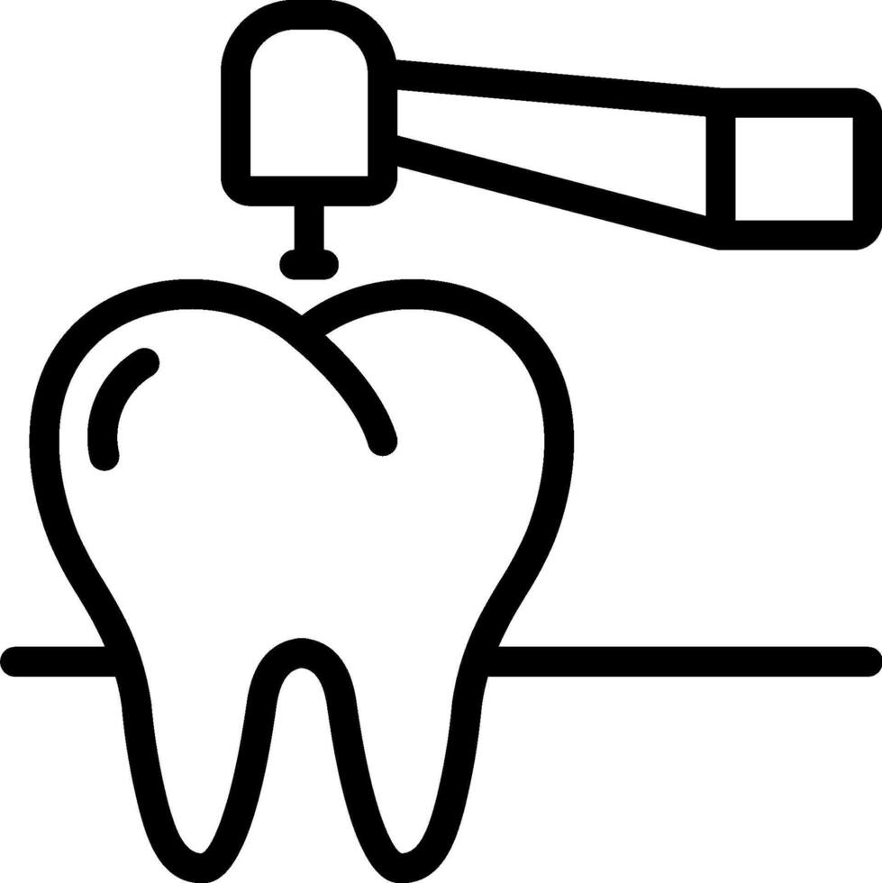 A tooth is being drilled by a drill vector