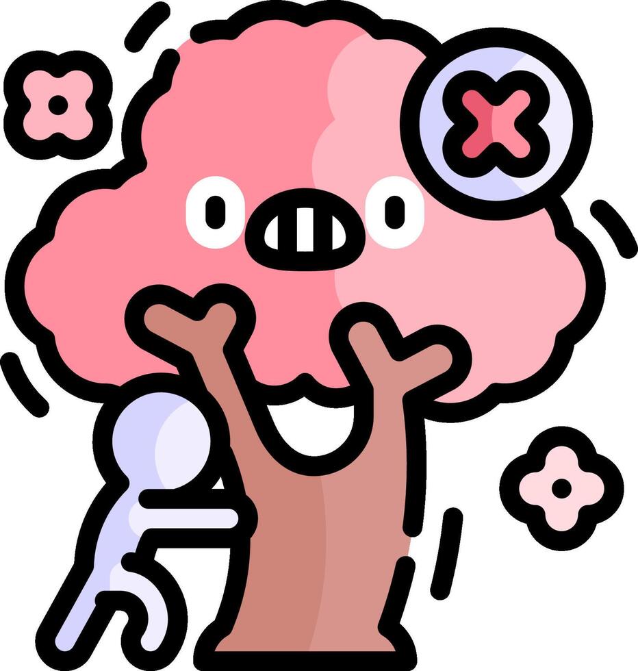 A pink tree with a pink pig on it vector