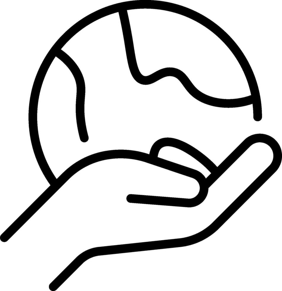 A hand holding a globe icon vector
