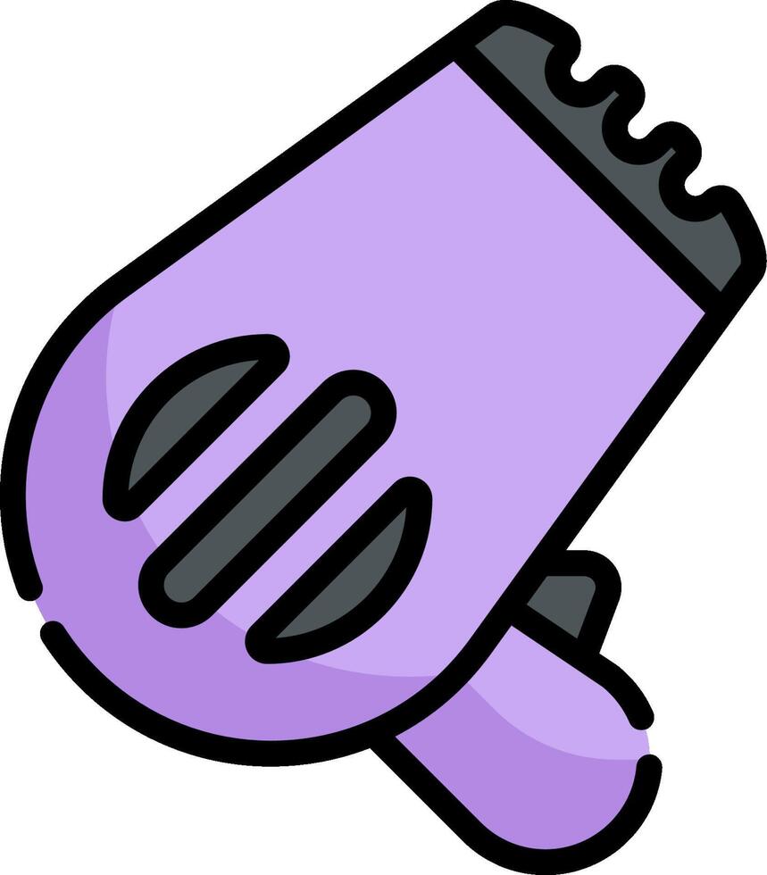 A purple glove with a black handle vector