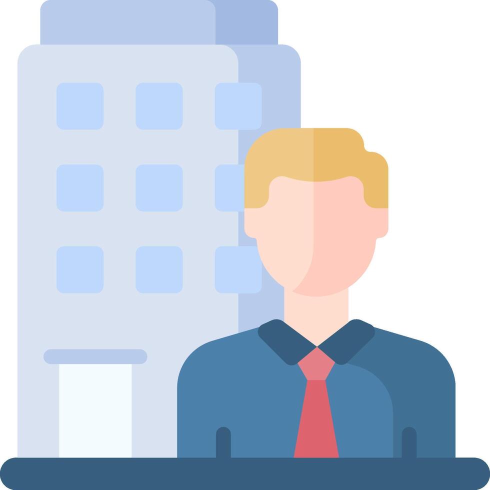 A man in a suit and tie is standing in front of a building vector
