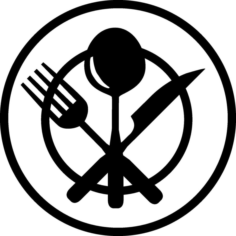 A black and white logo of a fork and knife vector