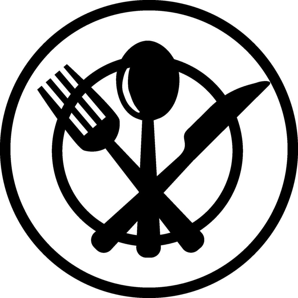 A black and white logo of a fork and spoon vector