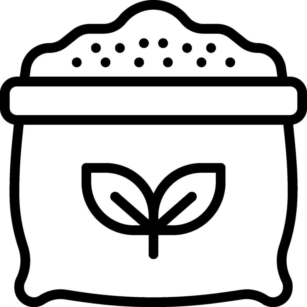 A black and white illustration of a bag of rice vector