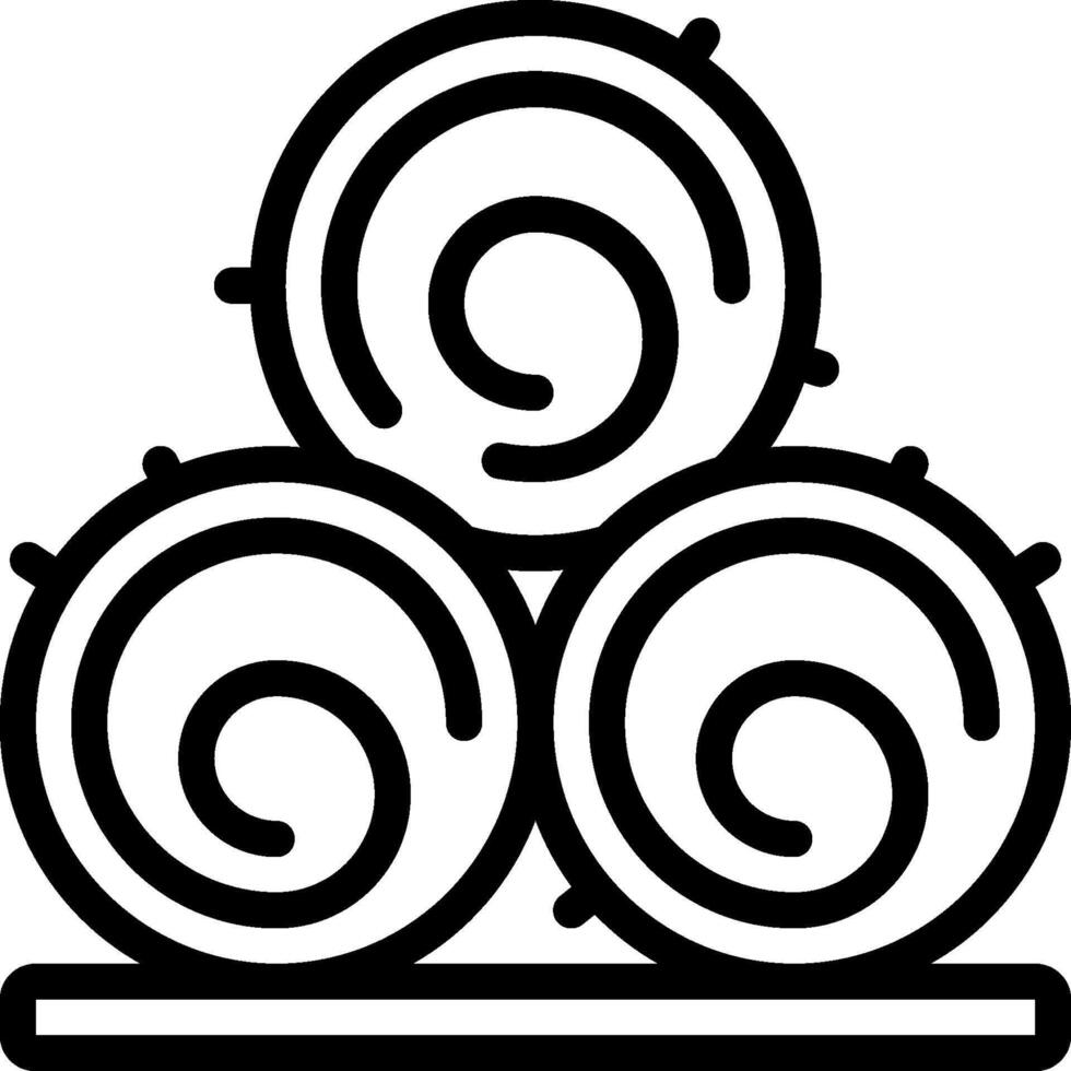 A black and white illustration of three spiral rolls vector