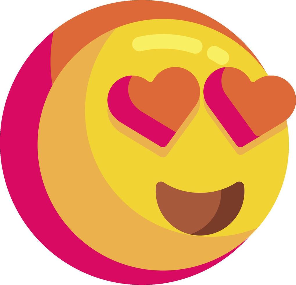 A yellow emoticion with hearts on it vector