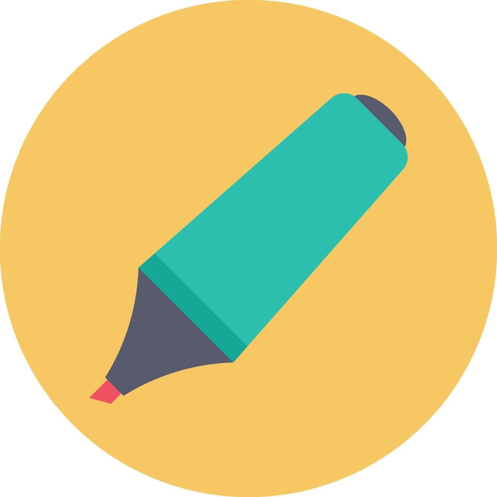 A green pen with a red tip on a yellow background vector