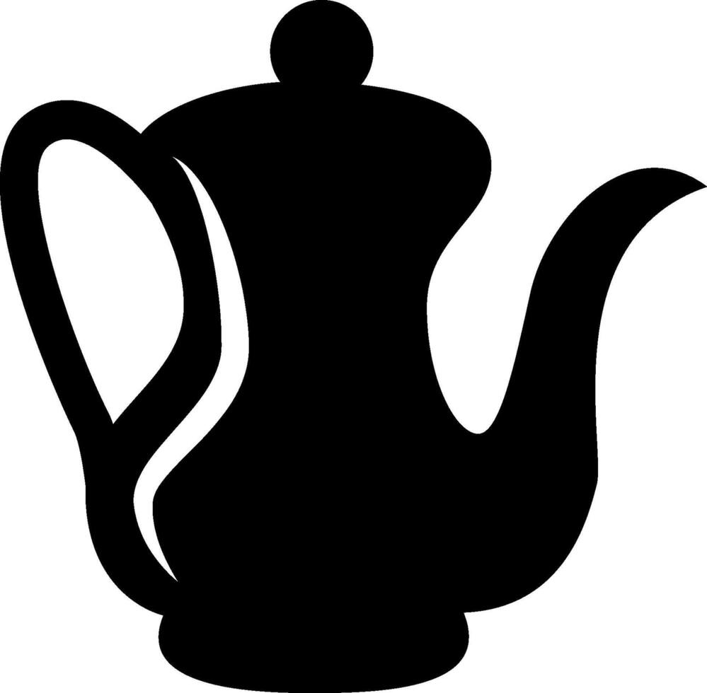 A black and white silhouette of a teapot vector