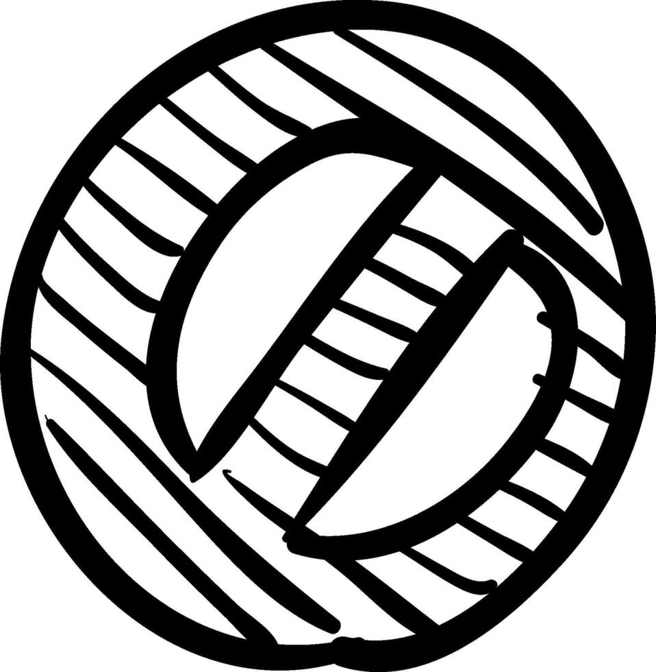 A black and white drawing of a ball with a letter d vector