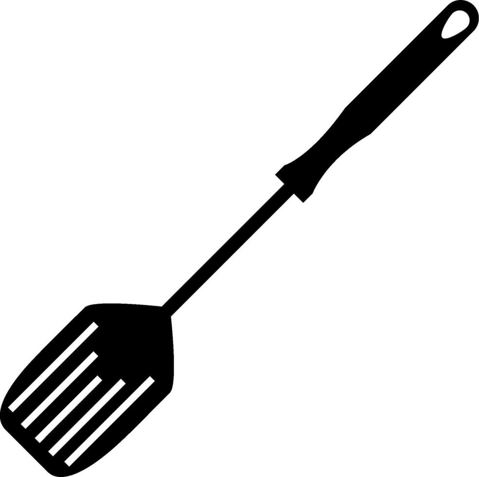 A black and white illustration of a spatula vector