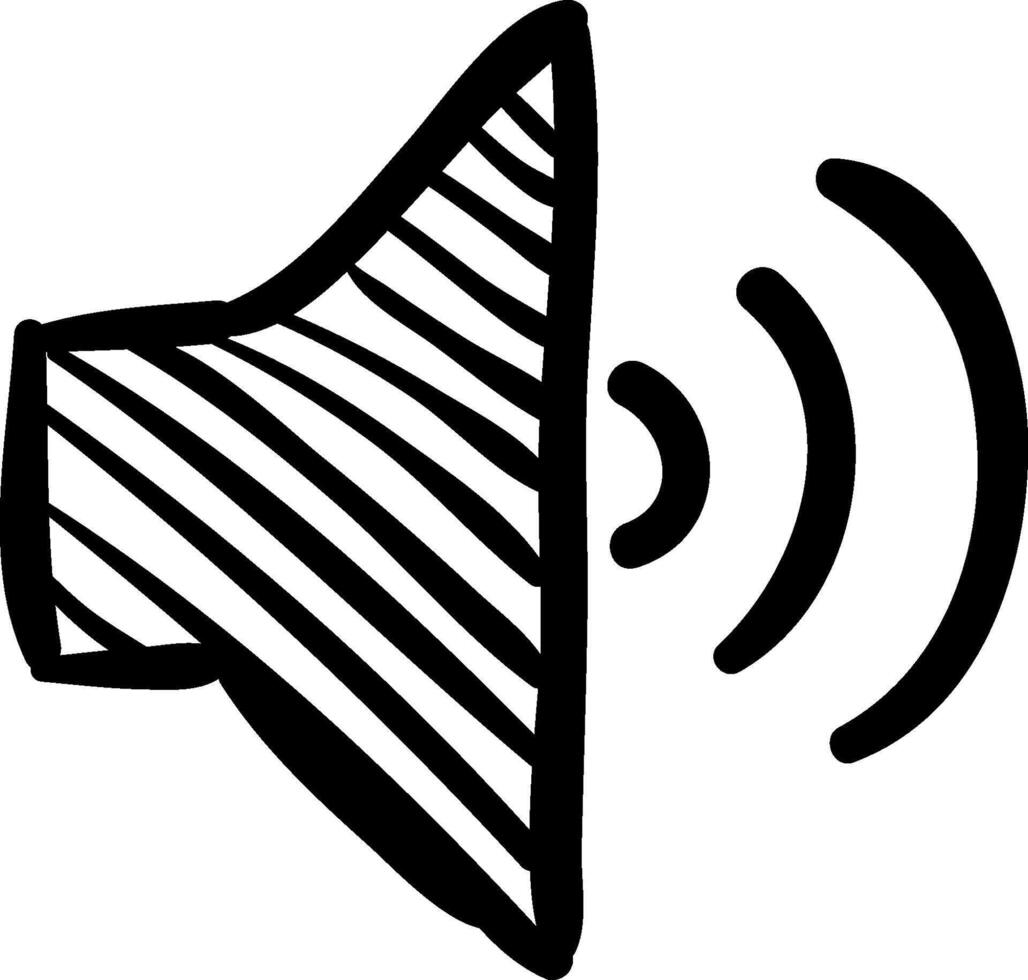 A black and white drawing of a speaker vector