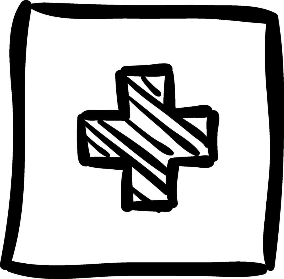 A black and white drawing of a cross on a white background vector