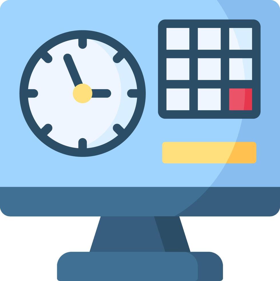 A computer monitor with a clock and a timer vector