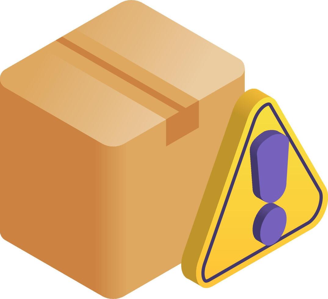 A box with a warning sign on it vector