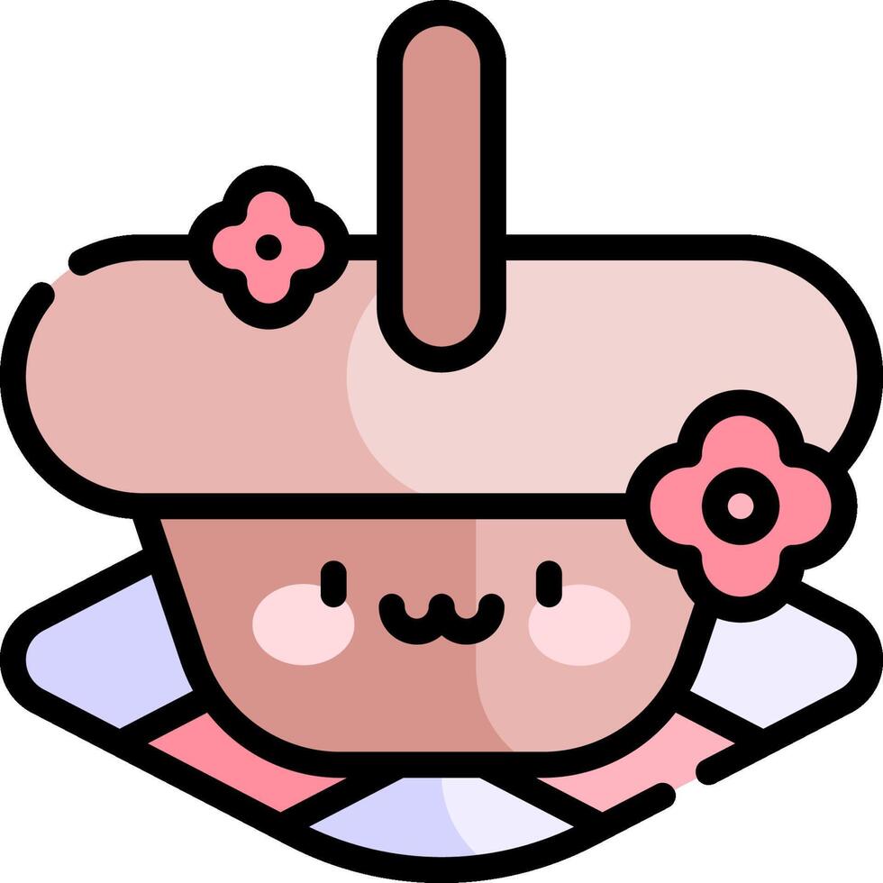 A pink basket with flowers on it vector