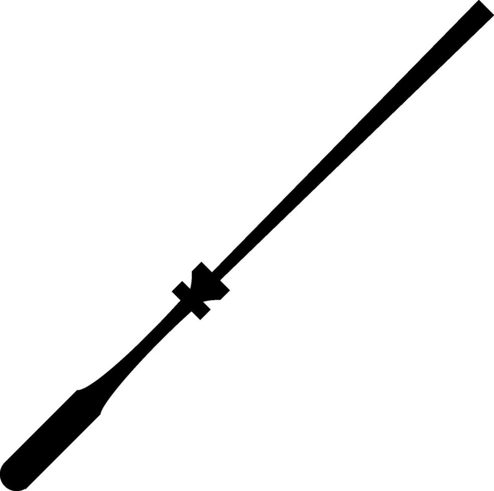A black and white silhouette of a long stick vector