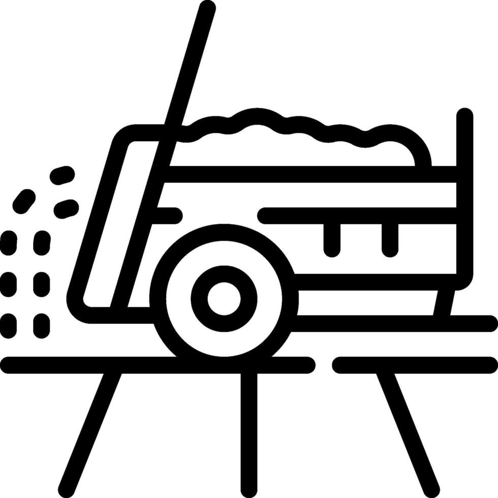 A black and white drawing of a truck with a shovel vector