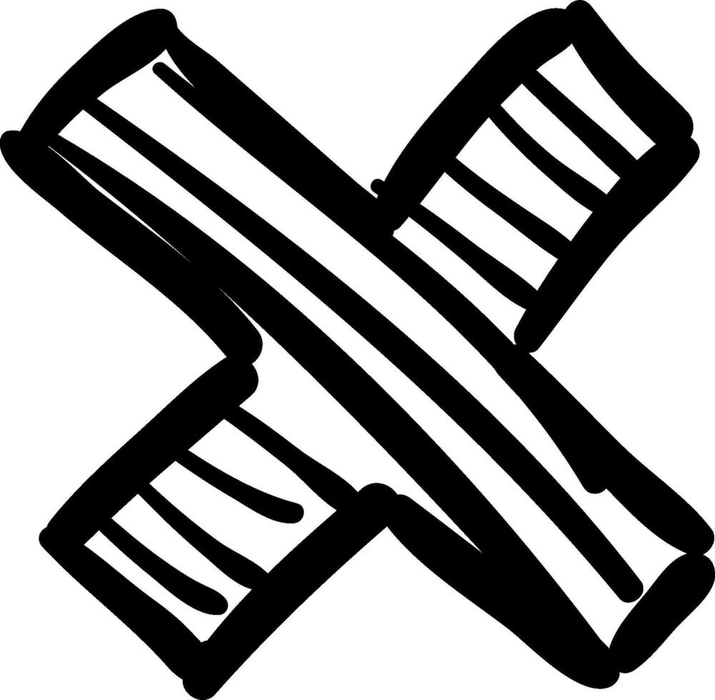 A black and white drawing of a cross vector