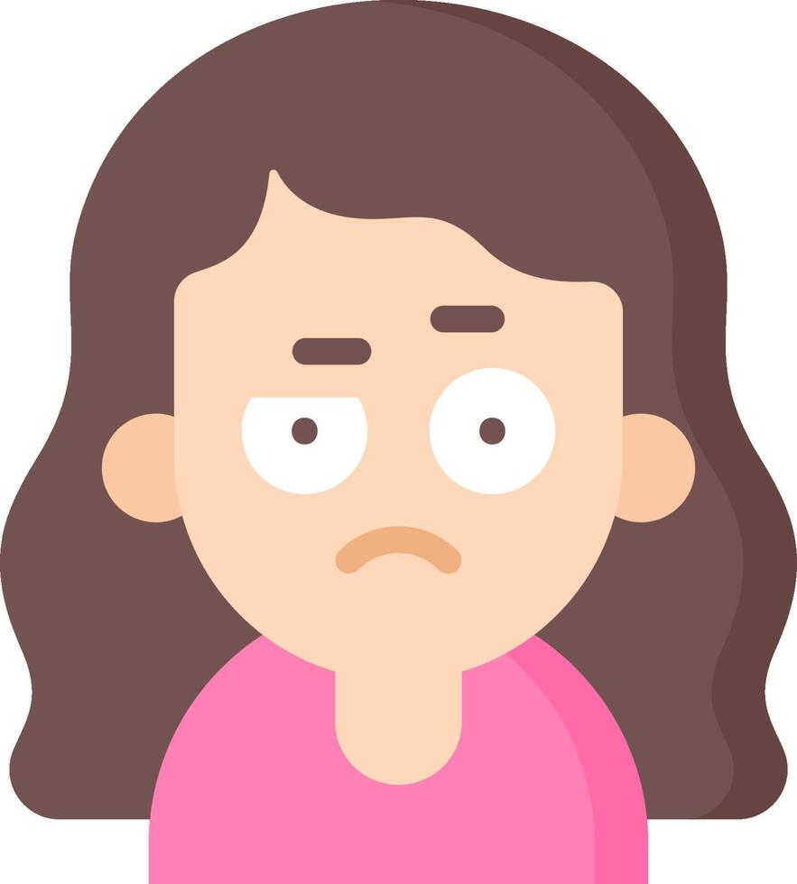 A cartoon woman with brown hair and a sad expression vector