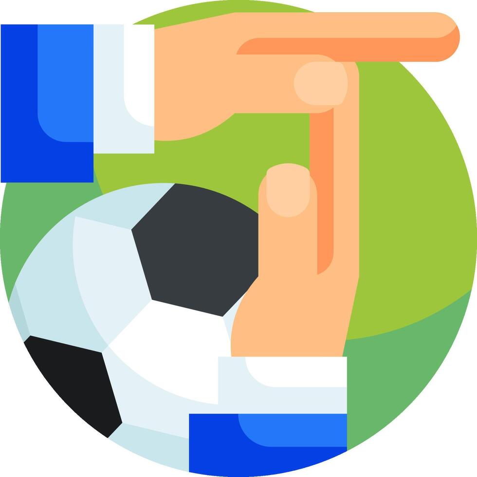 A hand pointing to a soccer ball vector