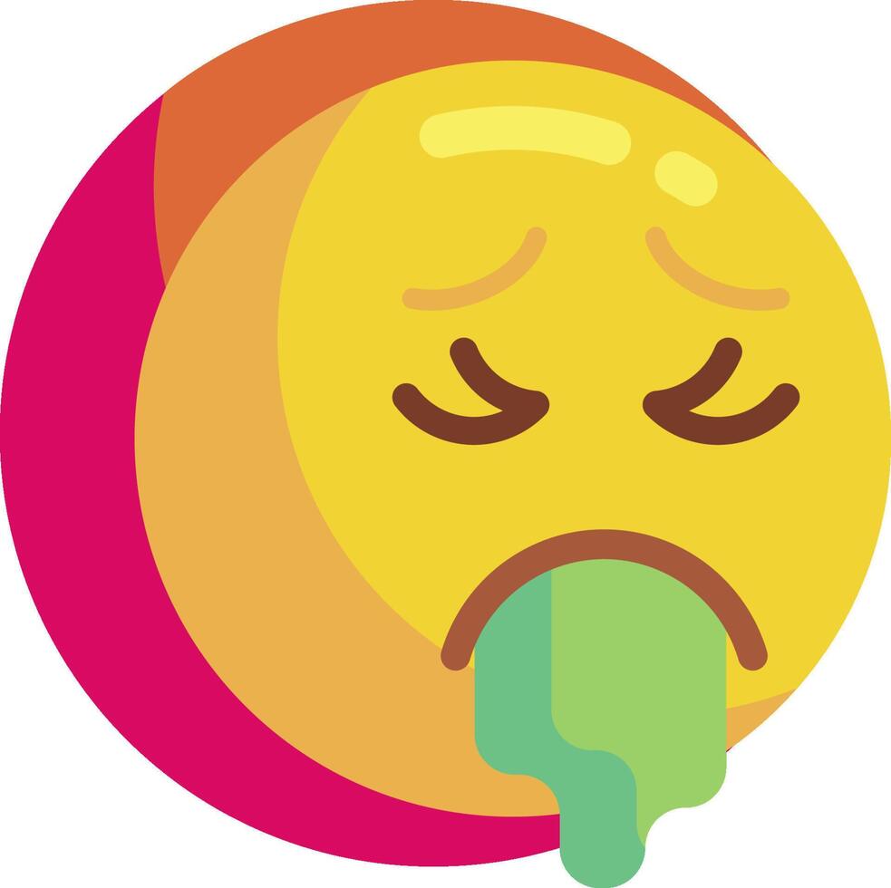 A yellow emoticion with a green tongue vector
