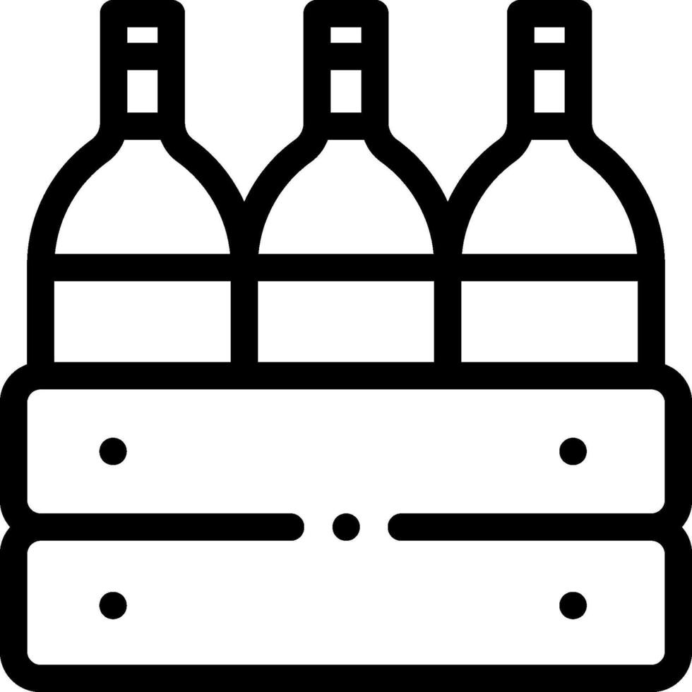 Wine bottles in a wooden crate icon vector