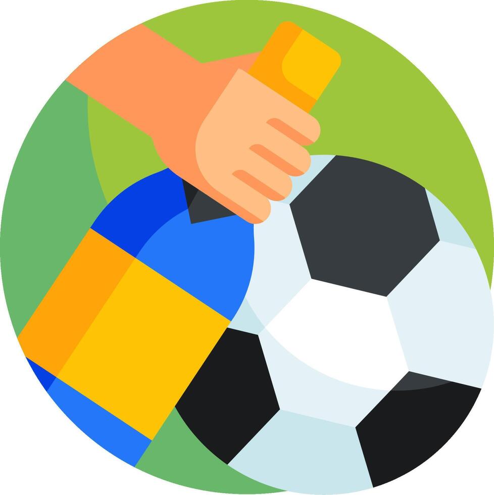 A hand holding a bottle of wine and a soccer ball vector