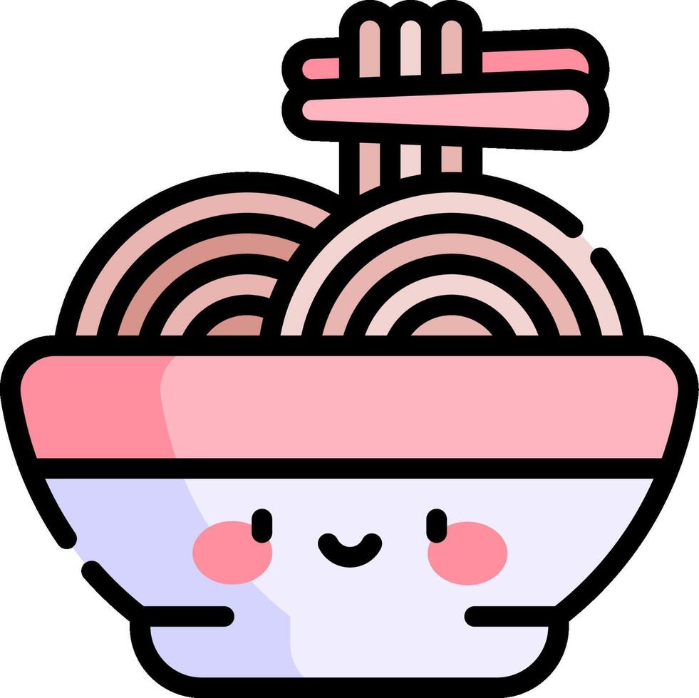 A bowl of noodles with a smiley face vector