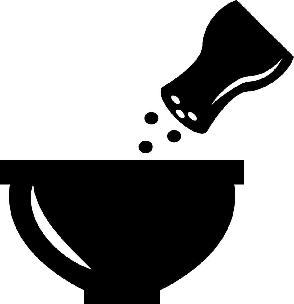 A black and white illustration of a bowl with salt vector