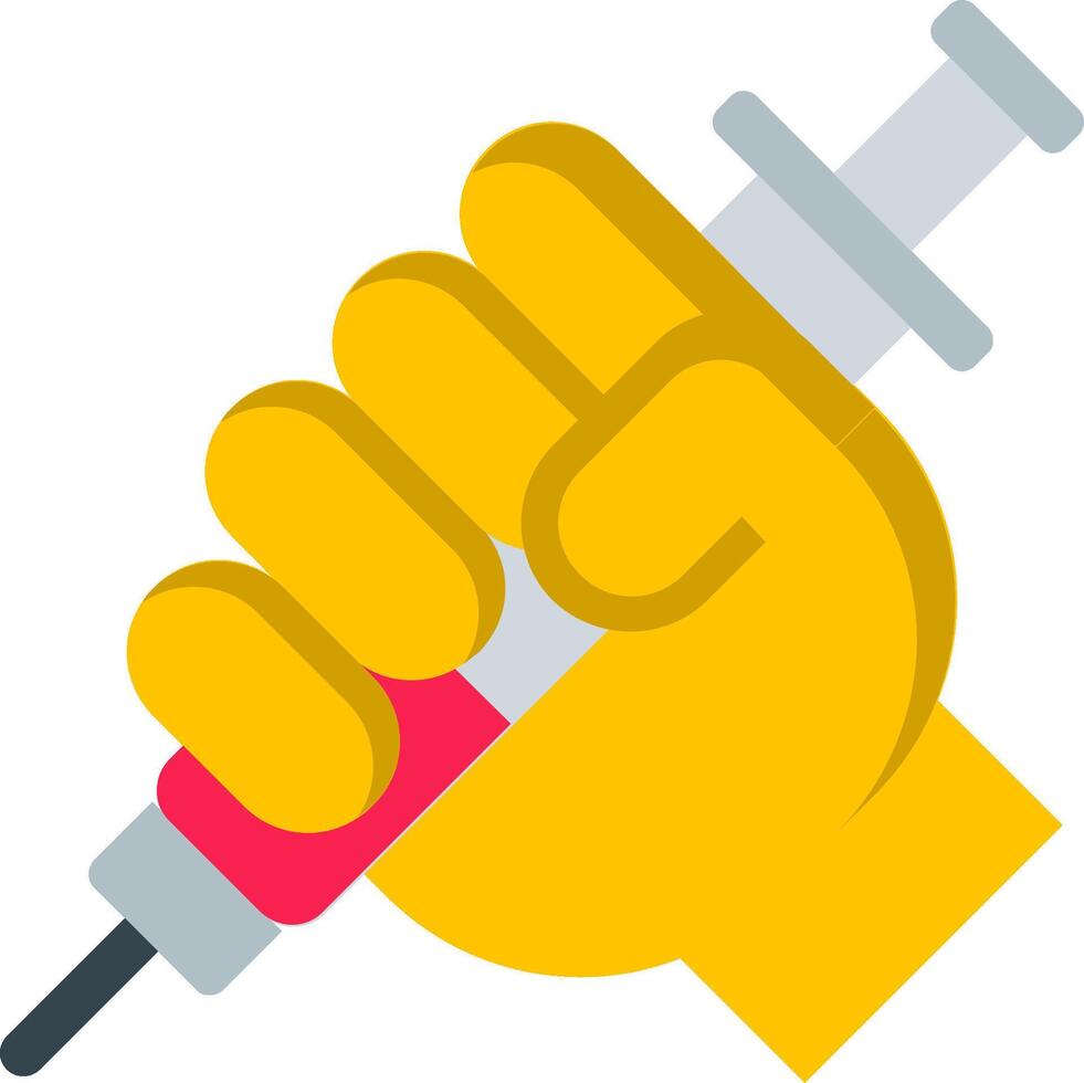 A hand holding a syringe and a needle vector
