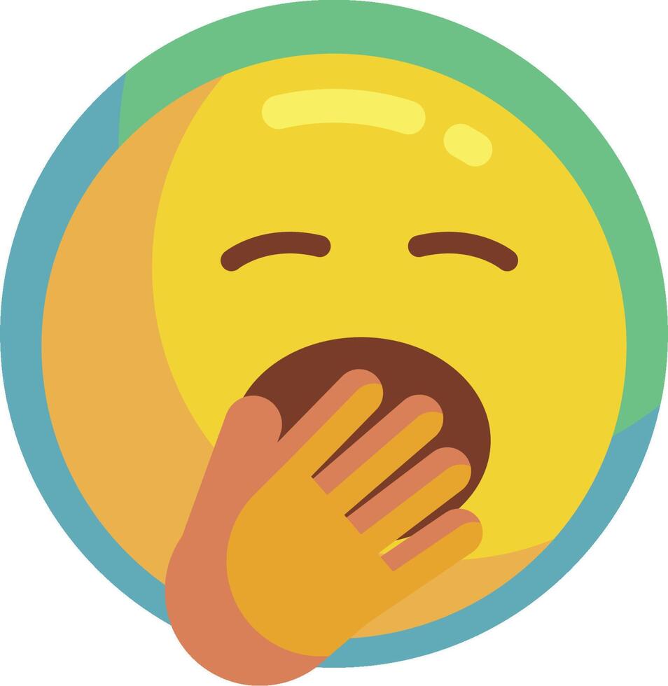 A yellow emoticion with its hand covering its mouth vector