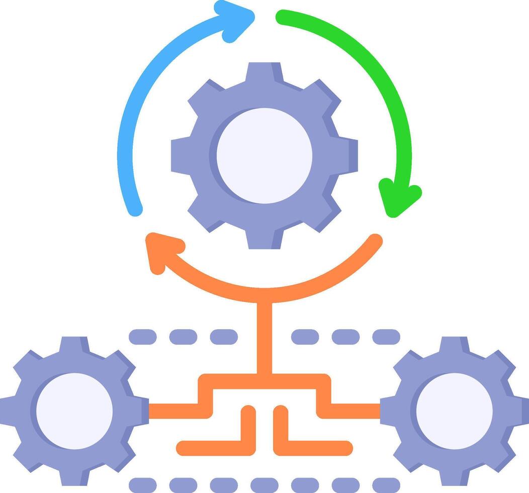 An icon of a gear wheel with arrows pointing to it vector