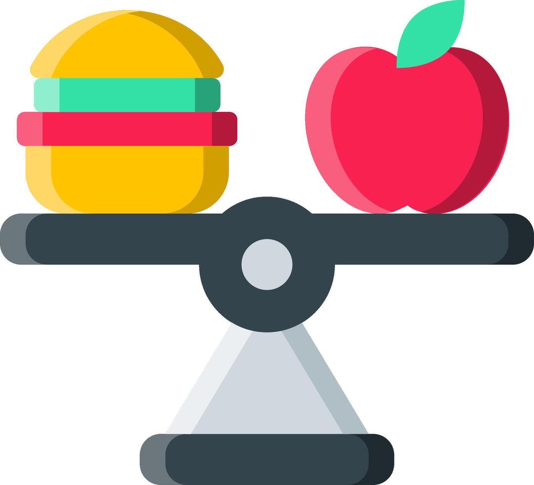 An apple and hamburger on a scale vector