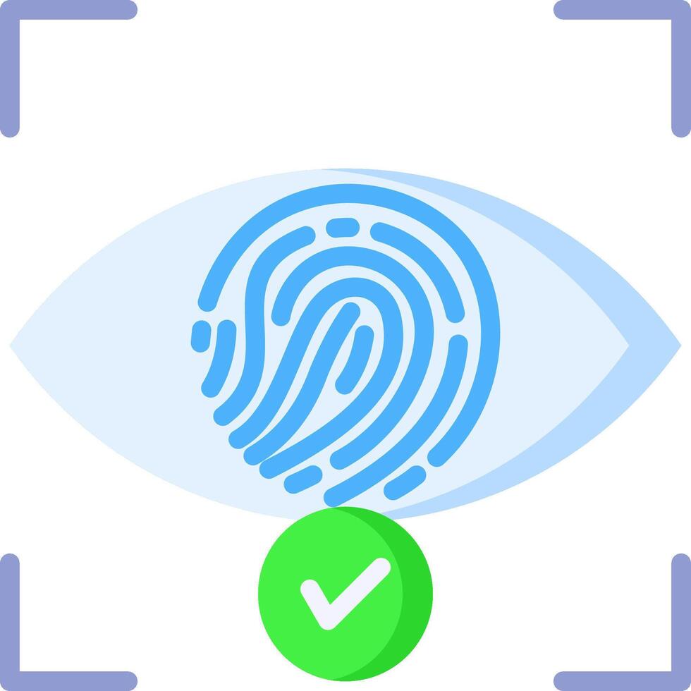 A fingerprint with a green tick and a blue circle vector