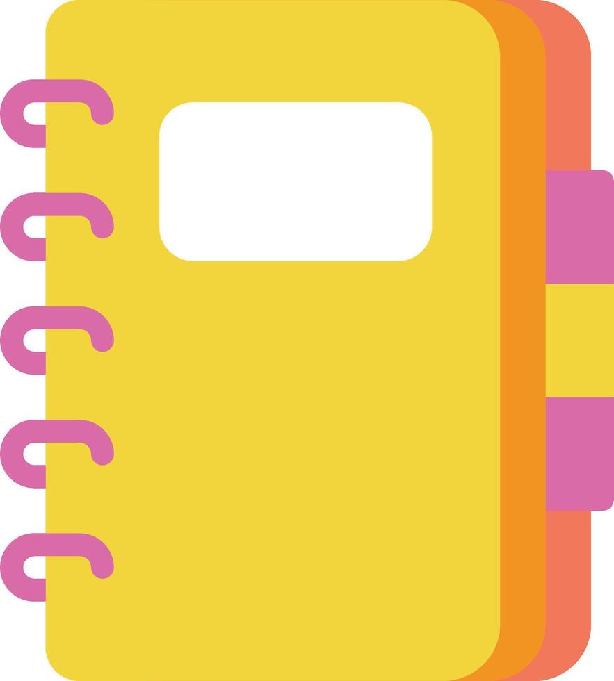 A yellow notebook with pink and purple pages vector