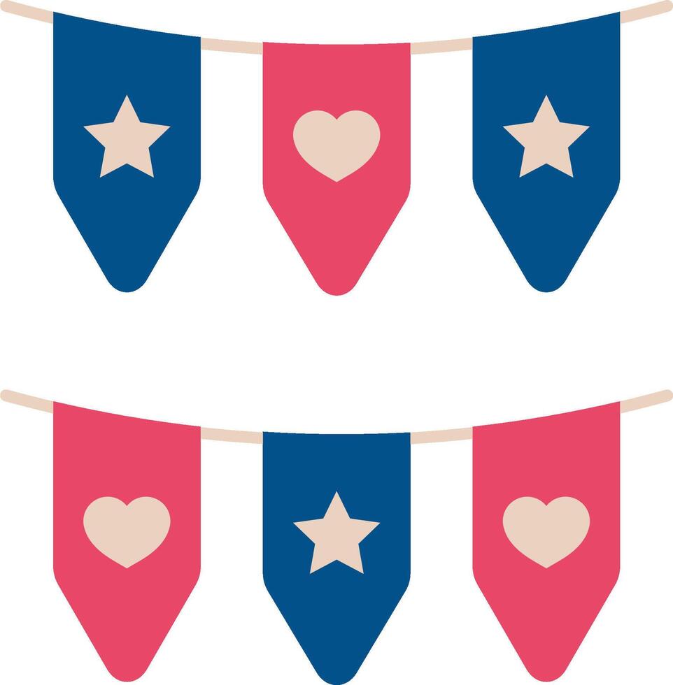 Patriotic bunting flags with hearts and stars vector