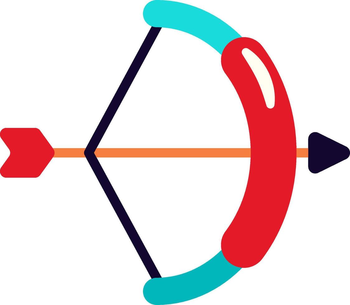 A red and blue arrow with a bow and arrow vector